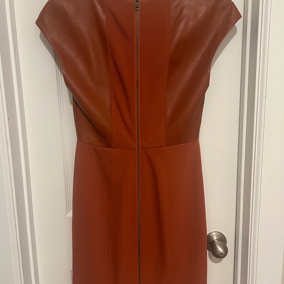 Rachel Zoe DRESS Lamb LeatherCap Short Sleeve- Women’s Size 6 Orange - Picture 13 of 13